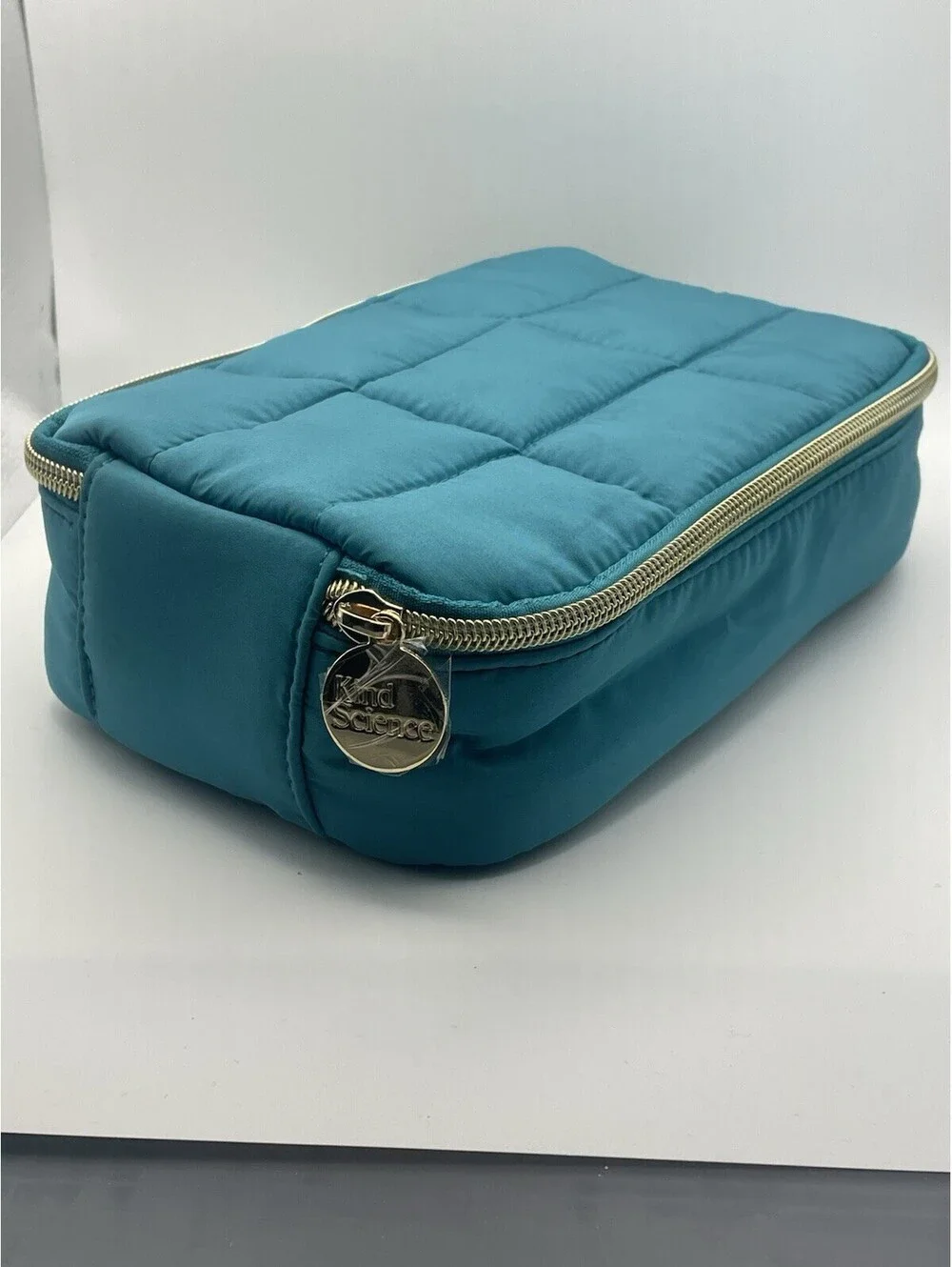 Kind Science Quilted Lined Makeup Bag • Teal